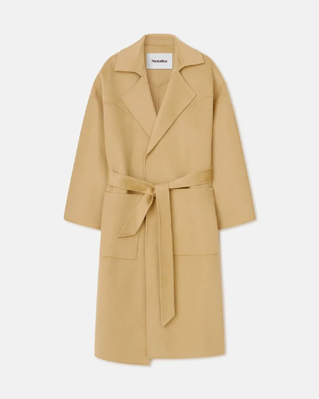 women's coats for those who love to mix and matchAlamo - Wool Silk Blend Robe Coat - Sun Yellow