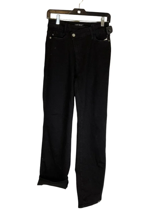 women's denim jeans with patchesJeans Straight By Judy Blue In Black Denim, Size: 2