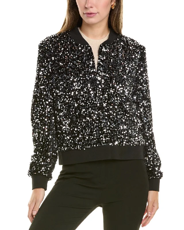 women's coats with cropped lengthsNanette Nanette Lepore Velvet Sequin Bomber Jacket