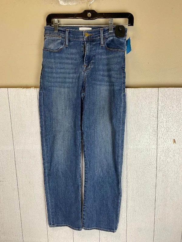 women's faded denim jeansJeans Straight By Frame In Blue Denim, Size: 2