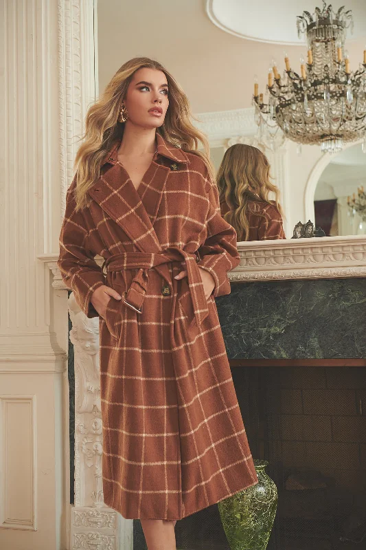 women's coats for rainy weatherLeawood Plaid Long Coat