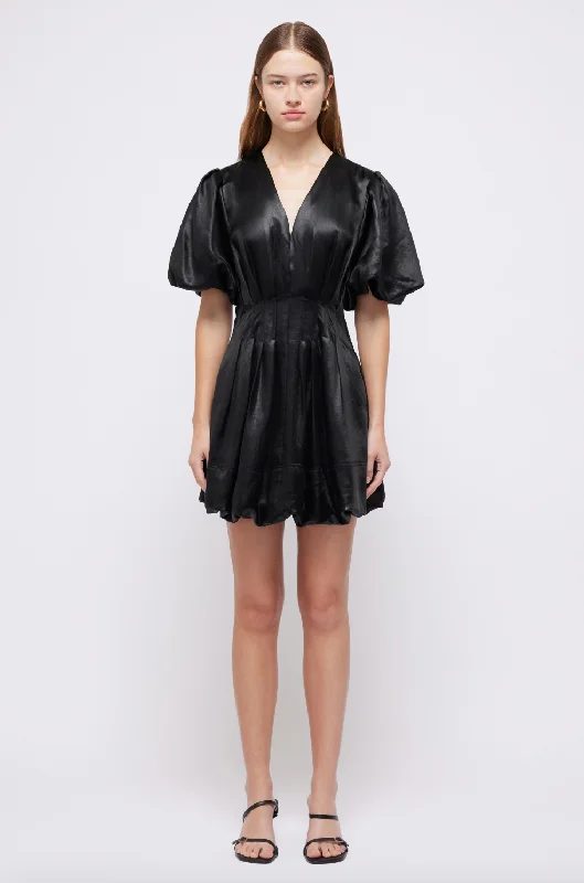 Flutter-Sleeve DressLuisa Bubble Mini Dress - Black