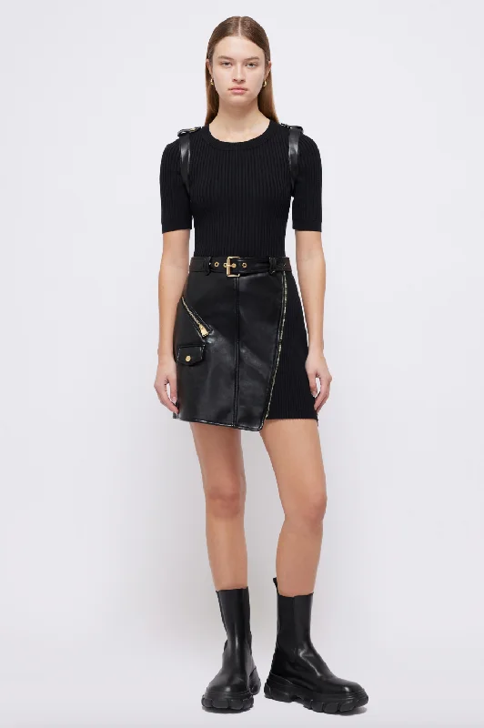 Velvet DressAnisa Belted Knit Combo Mini Dress - Black