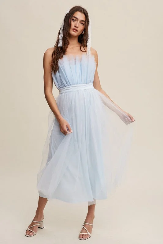 Polka-Dot DressPaper Bag Frill Tulle Maxi Dress