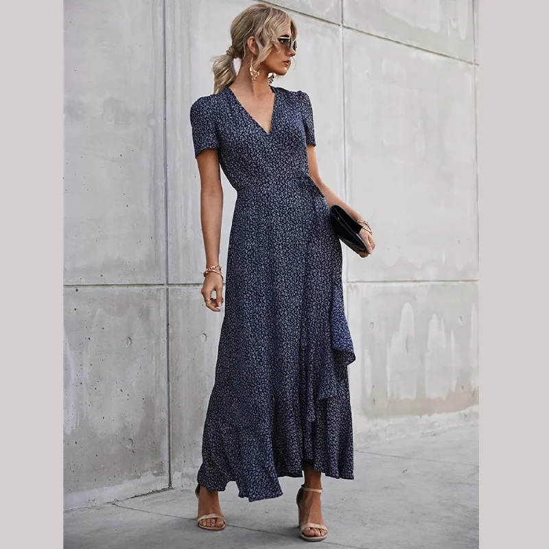 women's curve-hugging dressesBohemian Maxi Summer Dress, Polka Dot Dress For Women