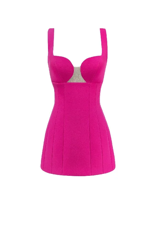 women's A-line dressesGlossy ultra mini dress in pink with cutouts