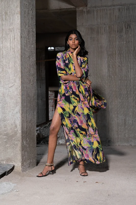 women's unique dressesWildflower Printed Maxi Dress With Slit