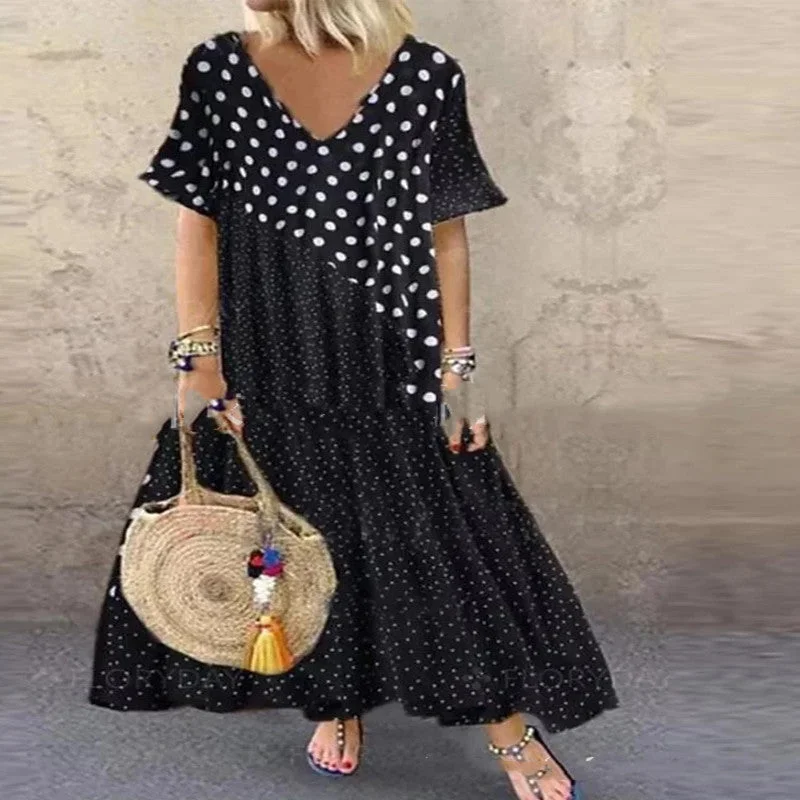 Body-Hugging DressBoho Polka Dot Maxi Summer Dress For Women, Bohemian Dress