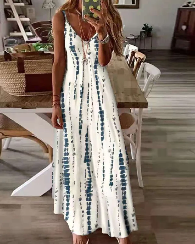 Formal DressTribal Summer Maxi Dress, Bohemian Tie Dye Dress