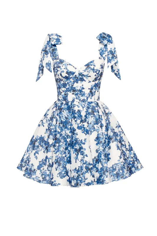 women's stylish dressesMarvelous blue hydrangea mini dress on straps, Garden of Eden