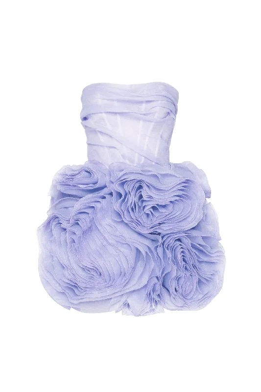 women's velvet dressesAppliquéd organza lavender mini dress