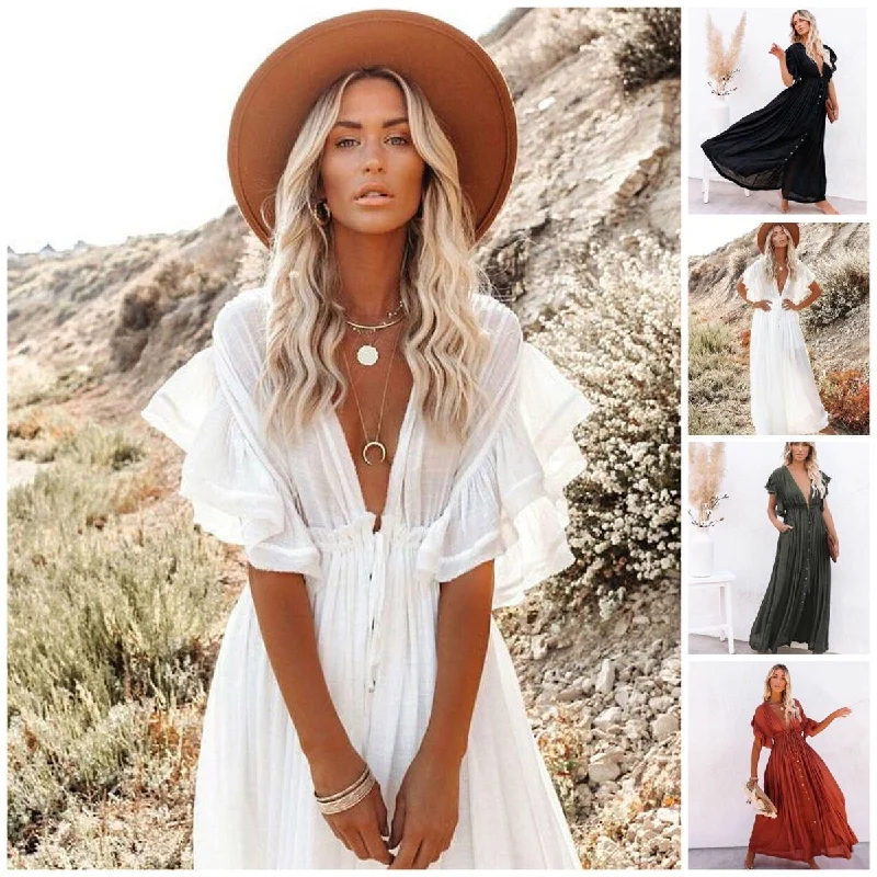 Bohemian DressBoho Linen Maxi Summer Dress