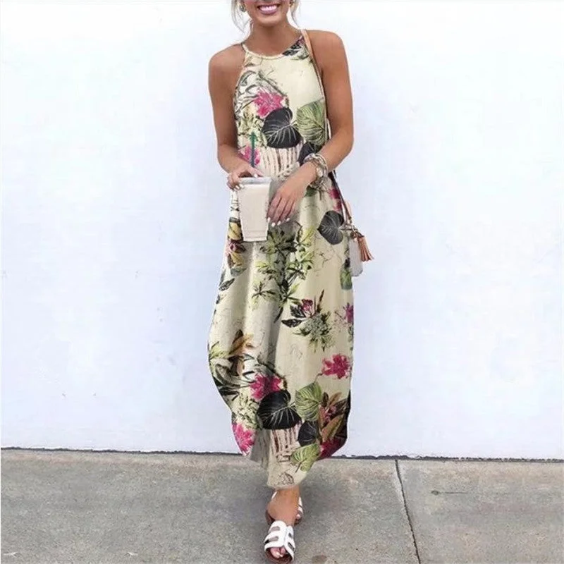 women's sheath dressesSummer Boho Floral Dress For Women, Bohemian Maxi Dress