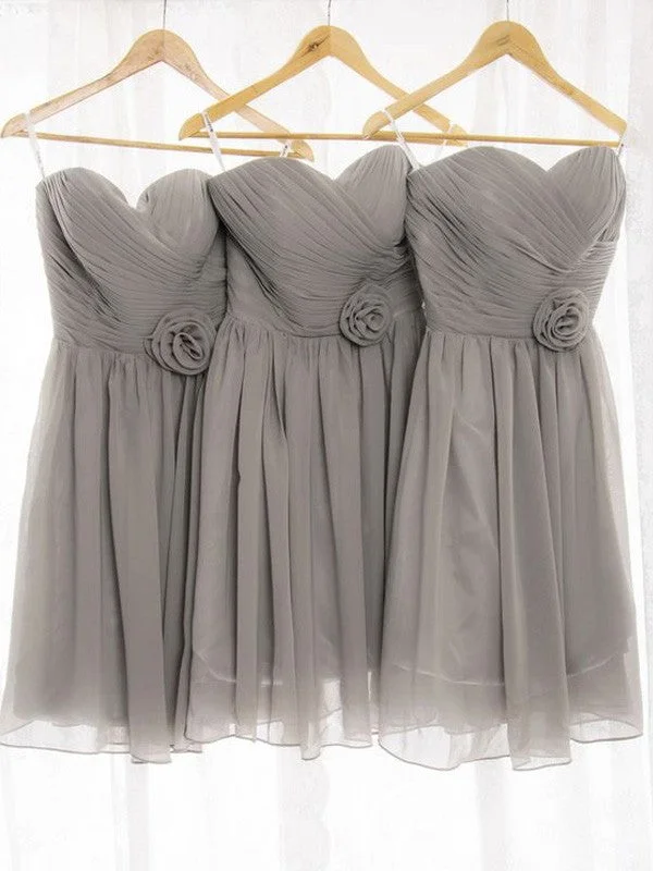 women's eco-friendly dressesA-Line/Princess Sweetheart Sleeveless Chiffon Short/Mini Bridesmaid Dresses