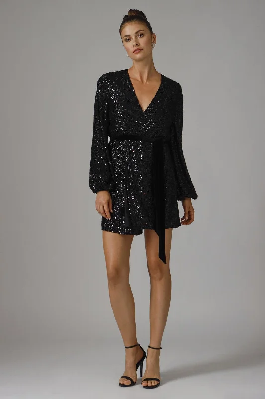 women's vintage dressesPolly Sequin Mini Dress - Black