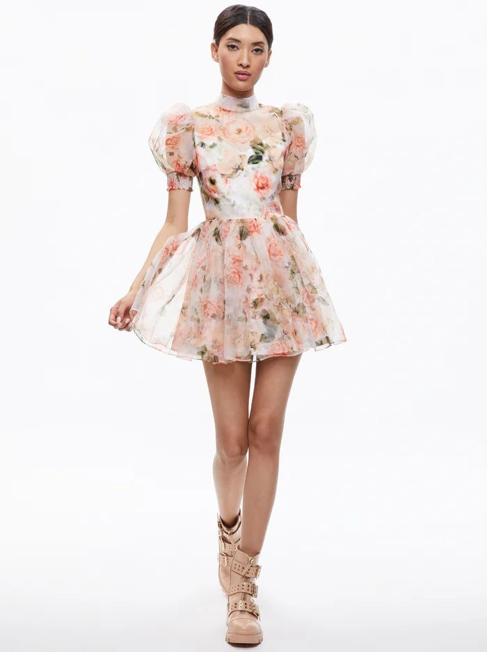 women's prom dressesVernita Puff Sleeve Mini Dress - Morningside Floral White