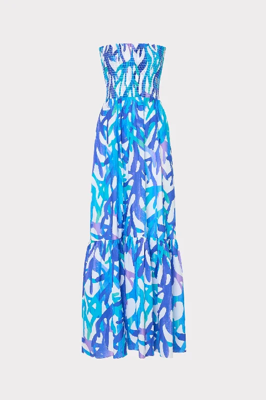 women's glam dressesOlen Under The Sea Strapless Maxi Dress