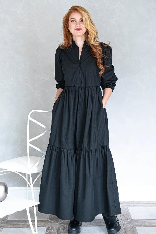 Wedding DressBlack Tiered Maxi Dress