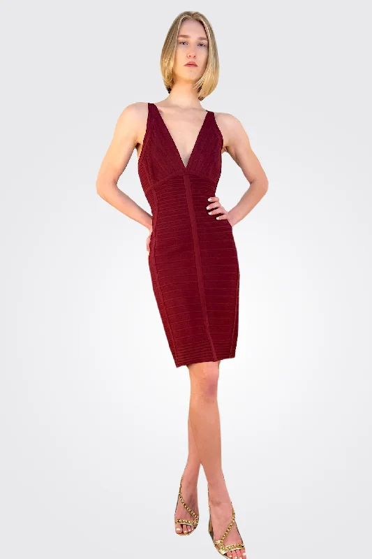 Custom DressDeep V Mini Dress - Beet