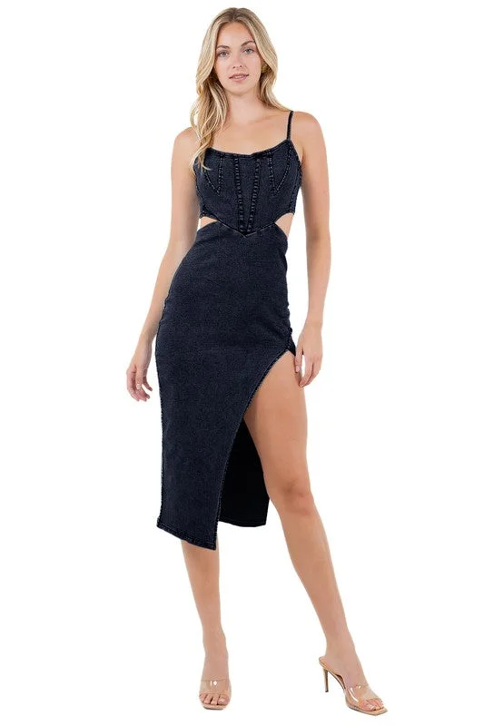 women's smart casual dressesWOMEN FASHION DENIM MAXI DRESS