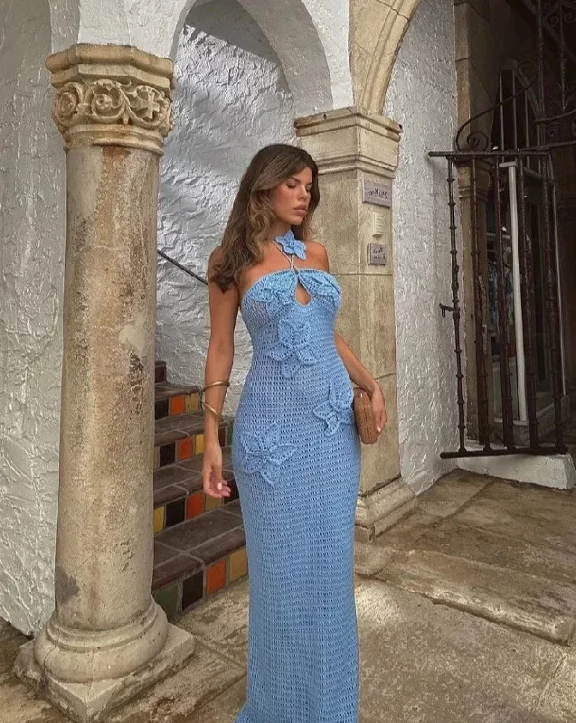 women's denim dressesAnnae - Elegant crochet maxi dress