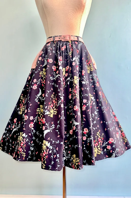 women's evening skirtsHollyhocks Floral Dakota Skirt by Collectif