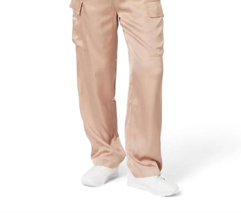 women's straight-leg pantsCargo Sateen Trousers In Gold