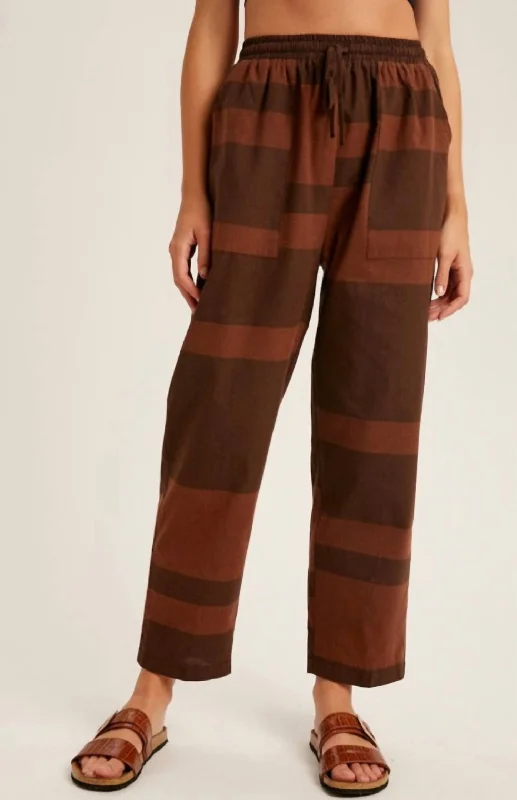 women's summer pantsColor Block Slouchy Pants In Brown