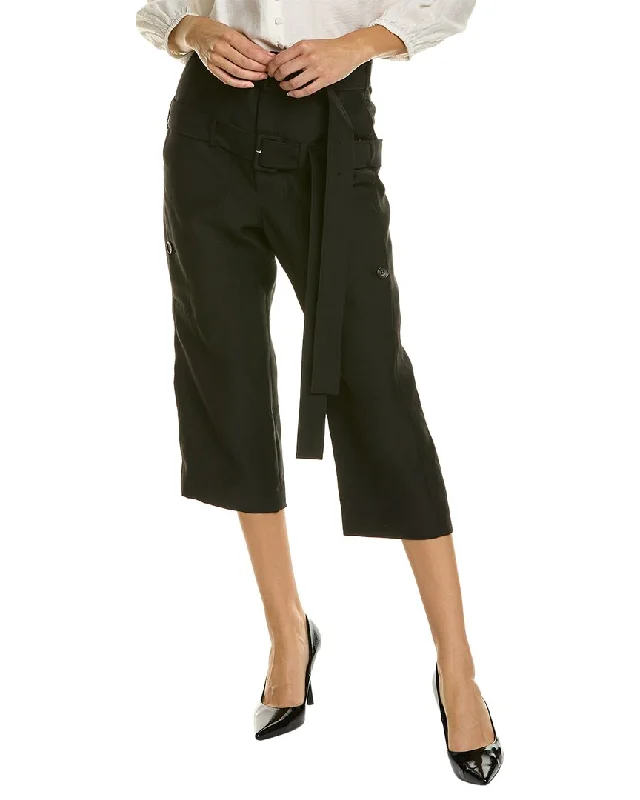 women's lace-up pantsLANVIN Belted Wool & Silk-Blend Pant