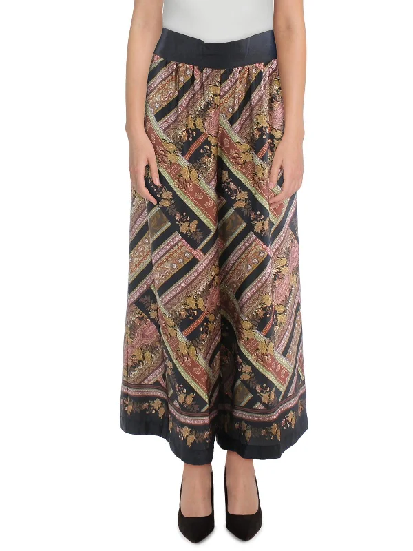 women's short pantsPlus   Womens Printed Polyester Wide Leg Pants