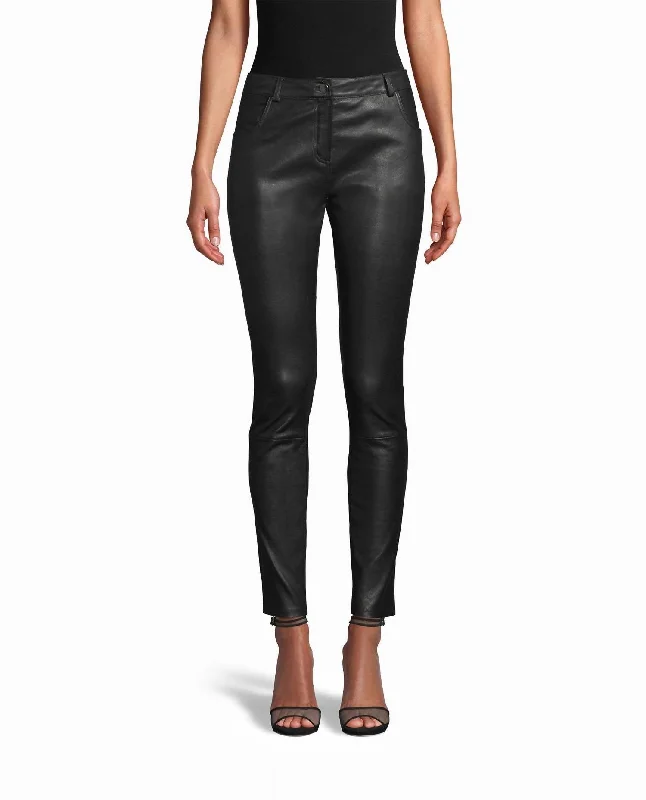 women's high-slung pantsSkinny Leather Pants In Black