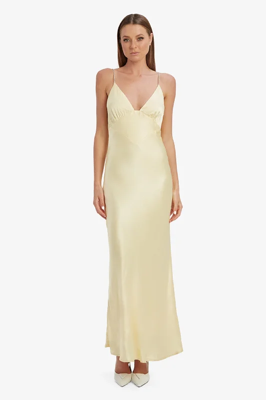 women's vacation dressesCapri Diamante Slip Dress - Canary Yellow