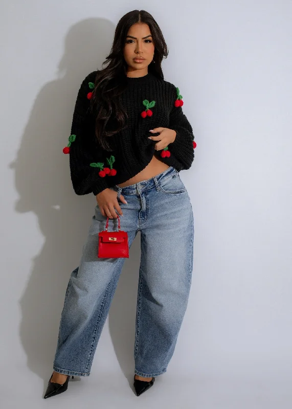 Off-The-Shoulder DressCherry Pop Sweater Knit Black