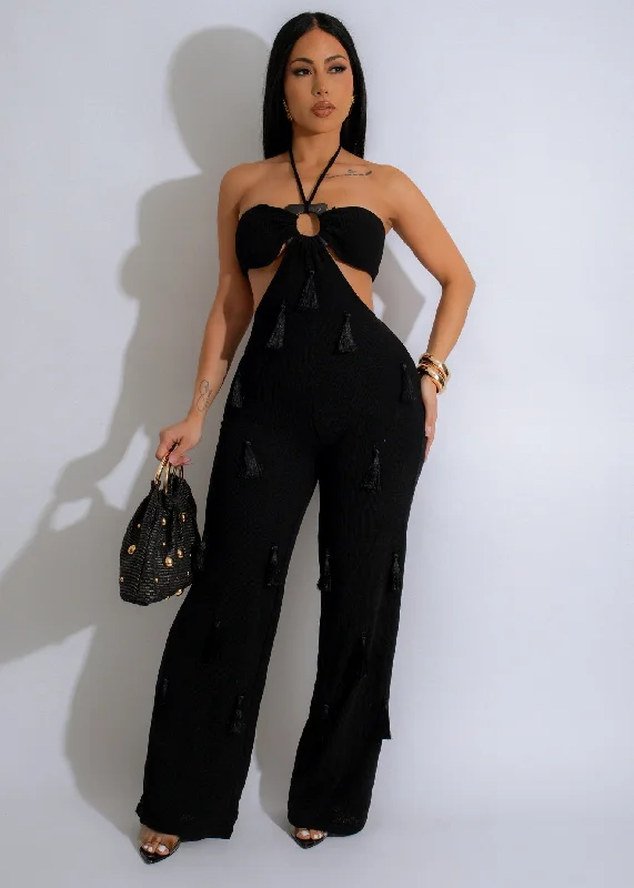 Casual DressGolden Sands Knit Jumpsuit Black