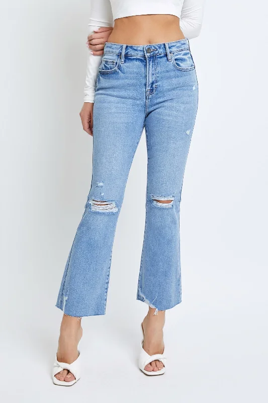 women's sustainable dressesHidden Jeans Happi Distressed Cropped Flare