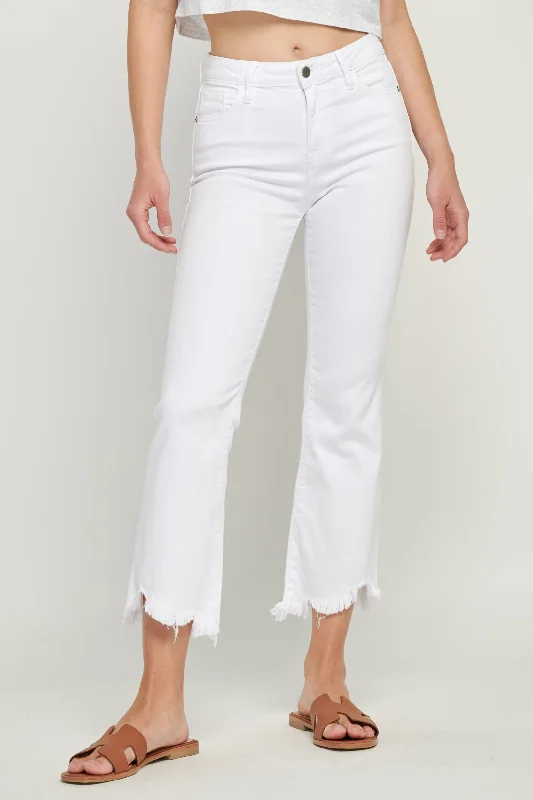 women's denim dressesHidden Jeans Happi White Cropped Flare