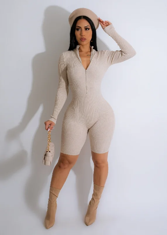 Fit-And-Flare DressLet's Do Yoga Ribbed Romper Nude