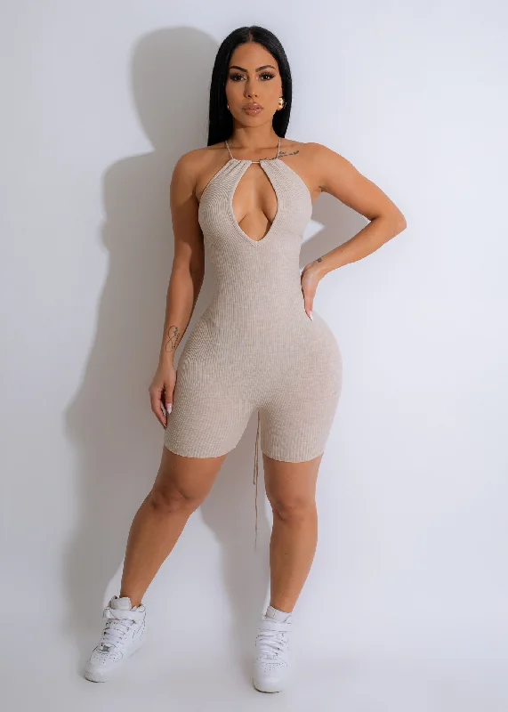 Chiffon DressReally Like Your Body Ribbed Romper Nude