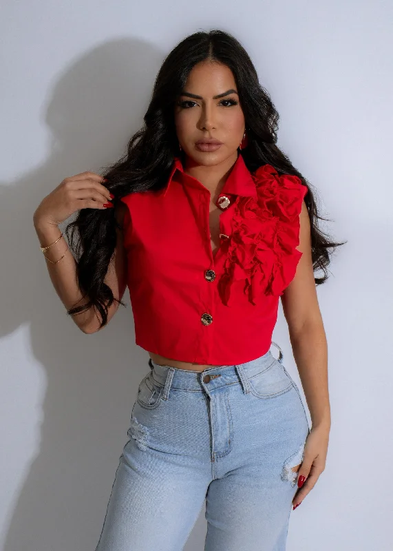 Pastel DressRouge Reverie Ruffle Top Red