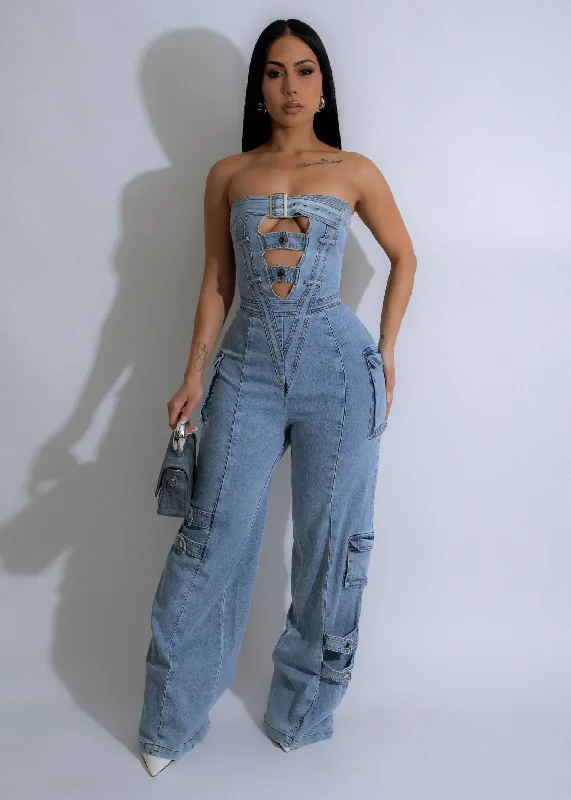 Button-Down DressSteel Rebel Cargo Jumpsuit Light Denim