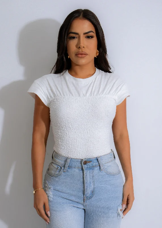 Wrap DressTextured Cascade Tee Crop Top White