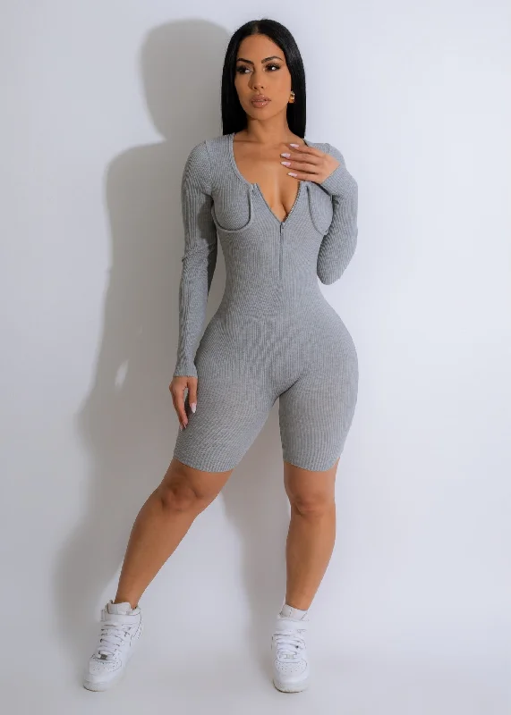 Sleeveless DressYour Distraction Ribbed Romper Grey