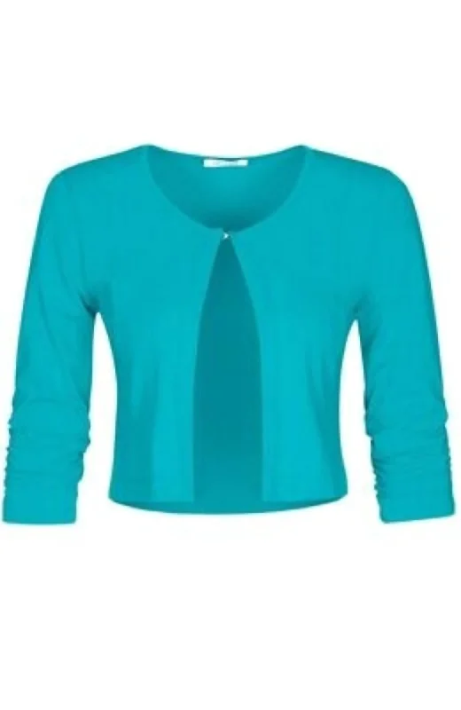 Thick Turtle-Neck Wool SweatersBasic Essential Front Tie Cardigan In Turquoise