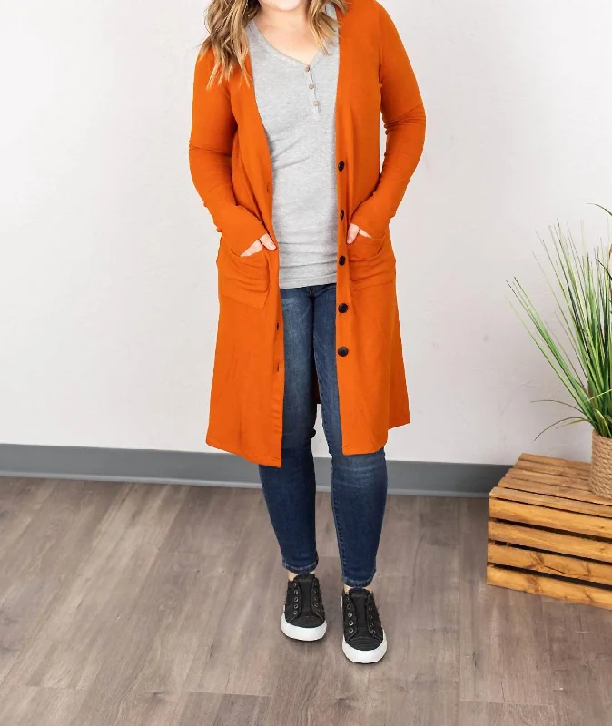 Trendy Vintage Flannel SweatersColbie Cardigan In Pumpkin