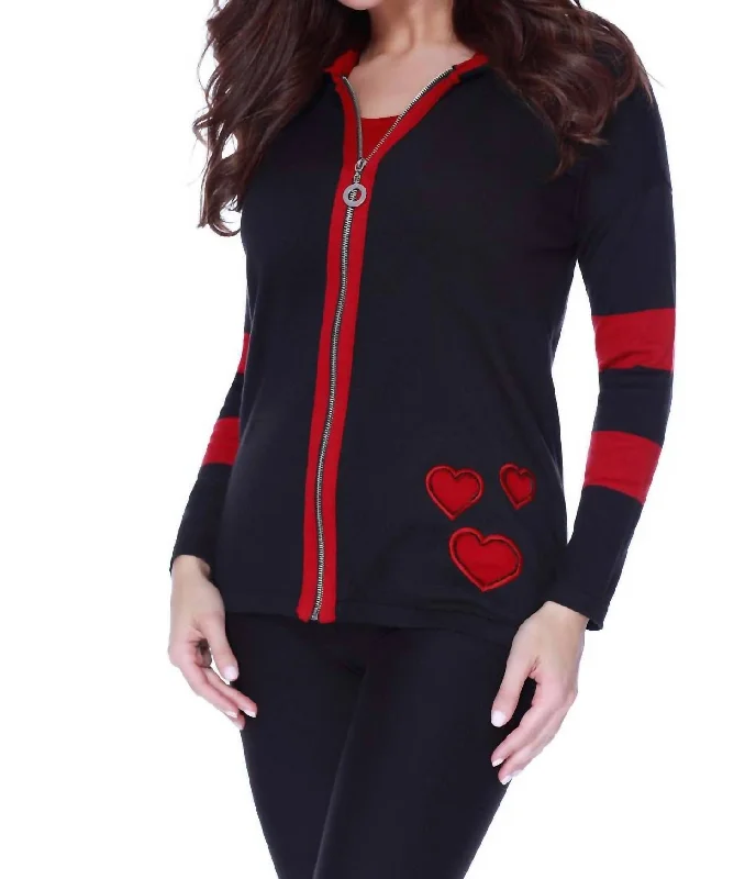 Fitted SweatersFalling In Love Cardigan In Red/black