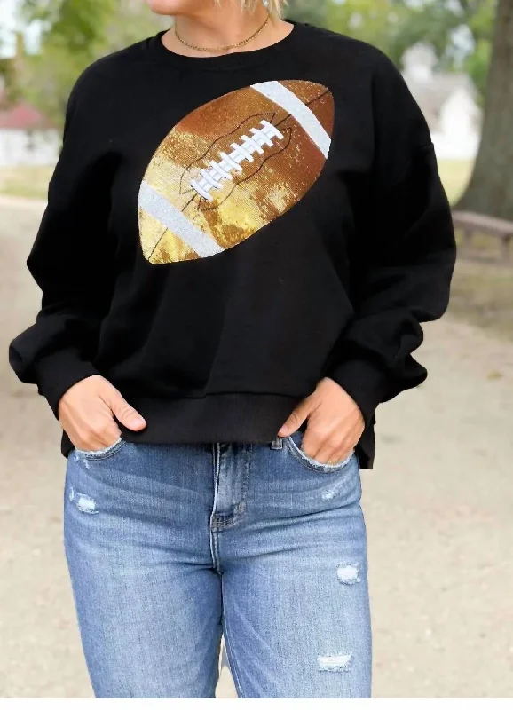 Plus-Size Quick-Dry Soft Knitted SweatersFootball Sweat Shirt In Black