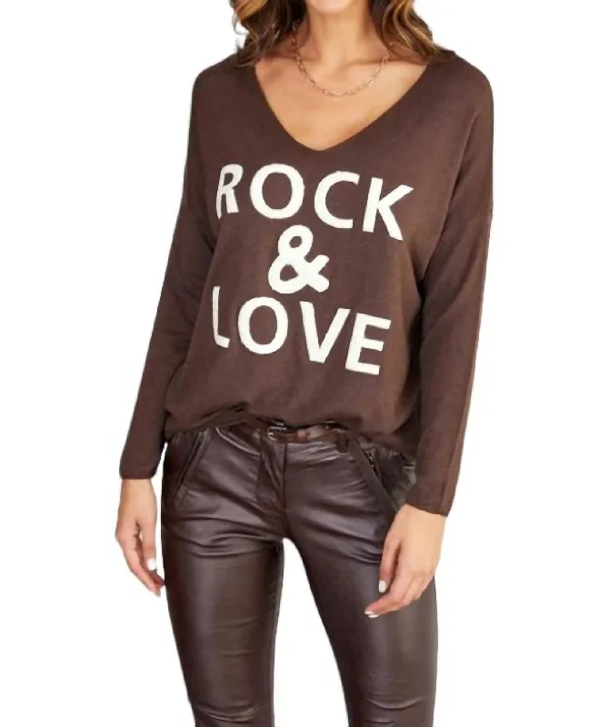 High-Quality Wool SweatersFuzzy Rock Love Sweater In Brown