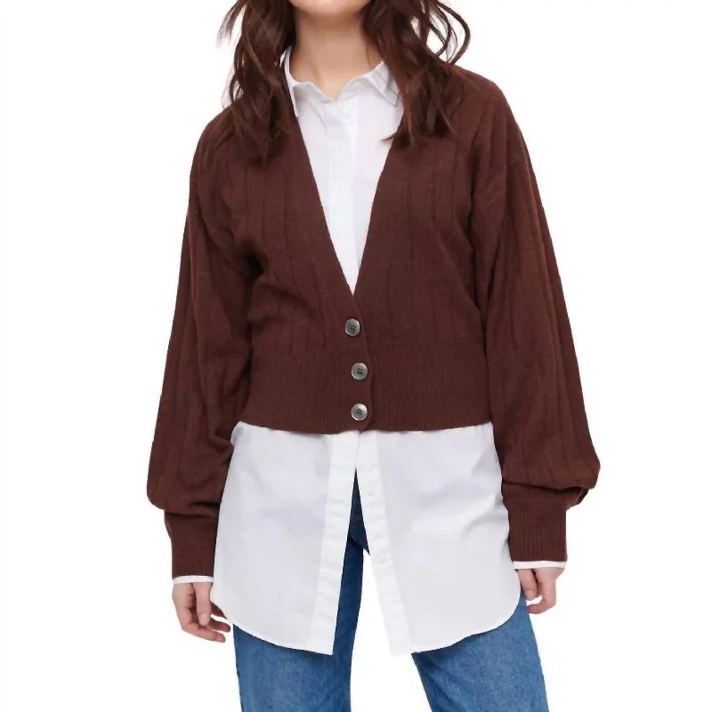 Trendy Pullover SweatersGigi Blouson Cardigan In Chocolate