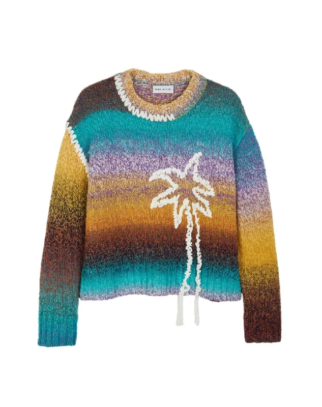 Hand Embroidered Palm Tree Sweater In Multi