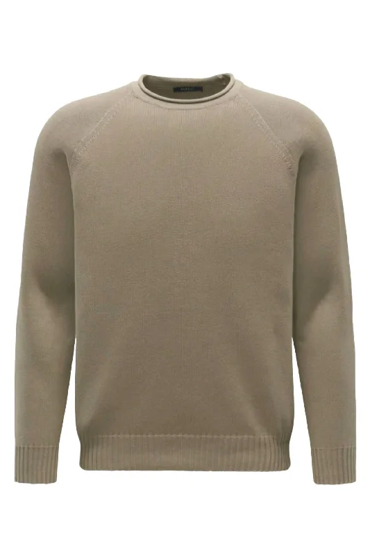 Knitted Crewneck SweatersMen's Foggy Roll Crew Sweater In Taupe